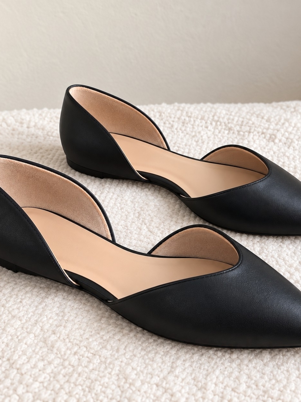 Black D'Orsay Pointed Flat Shoes
